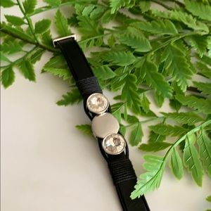Treska jeweled black band bracelet with magnetic clasp